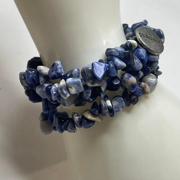 Stretch bracelets in blue and mauve pink rock chips beads beaded boho trendy - Picture 3 of 10